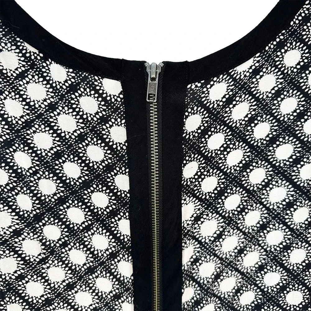 FREE PEOPLE Molly Dot Swing Sleeveless Shift Dress • XS‎ • black & white